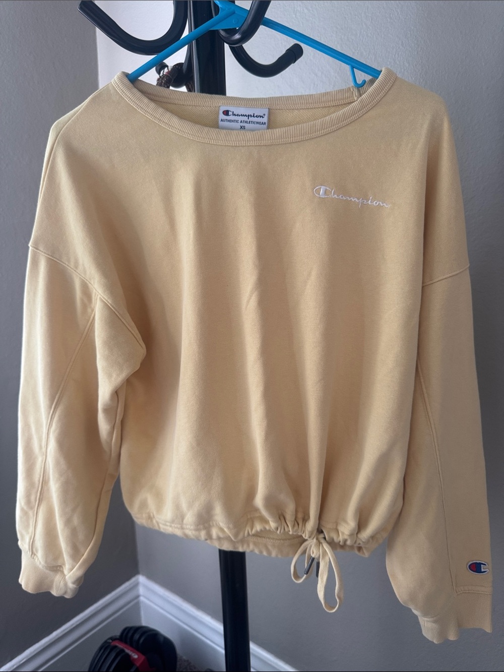 Champion Women's Drawstring Hem Crewneck Sweatshirt - Pale Yellow